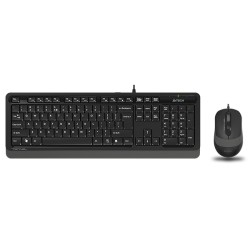 Keyboard & Mouse A4Tech F1010, Laser Engraving, Splash Proof, 1600 dpi, 4 buttons, Black/Grey , USB