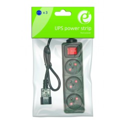 Surge Protector     for UPS,  0.6m, 10A, 3 Sockets, Energenie, BLACK, for UPS C14 socket