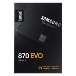 2.5" SATA SSD  250GB Samsung 870 EVO "MZ-77E250BW" [R/W:560/530MB/s, 98K IOPS, MGX, V-NAND 3bit MLC]