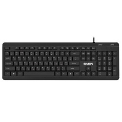 Keyboard SVEN KB-E5700H, Slim, Low-profle keys, Island-style, Fn key, 2xUSB ports, Black, USB