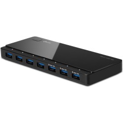 TP-Link UH720, USB3.0 Hub, 7 ports + 2 ports 5V/2.4A charging ports intelligently recognize and optimally charge attached iOS and Android devices, Black, with External Power Adapter