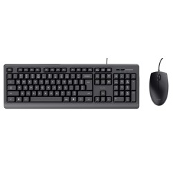 Trust Primo Keyboard & Mouse Set, Silent keys and mouse buttons, Spill resistant, RU, USB,1.8m, Black